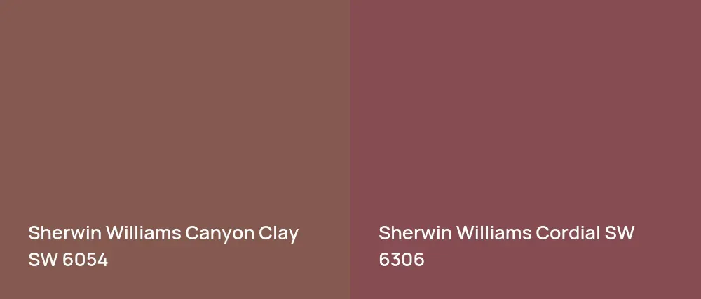 Sherwin Williams Canyon Clay SW 6054 vs Sherwin Williams Cordial SW 6306