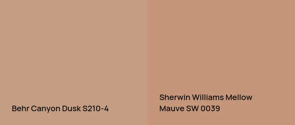 Behr Canyon Dusk S210-4 vs Sherwin Williams Mellow Mauve SW 0039