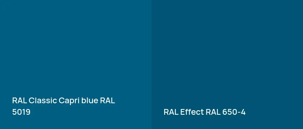 RAL Classic  Capri blue RAL 5019 vs RAL Effect  RAL 650-4