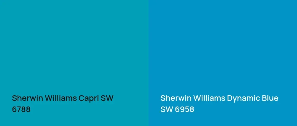 Sherwin Williams Capri SW 6788 vs Sherwin Williams Dynamic Blue SW 6958