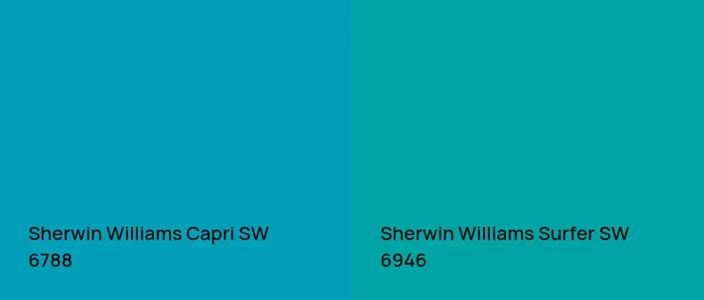 Sherwin Williams Capri SW 6788 vs Sherwin Williams Surfer SW 6946