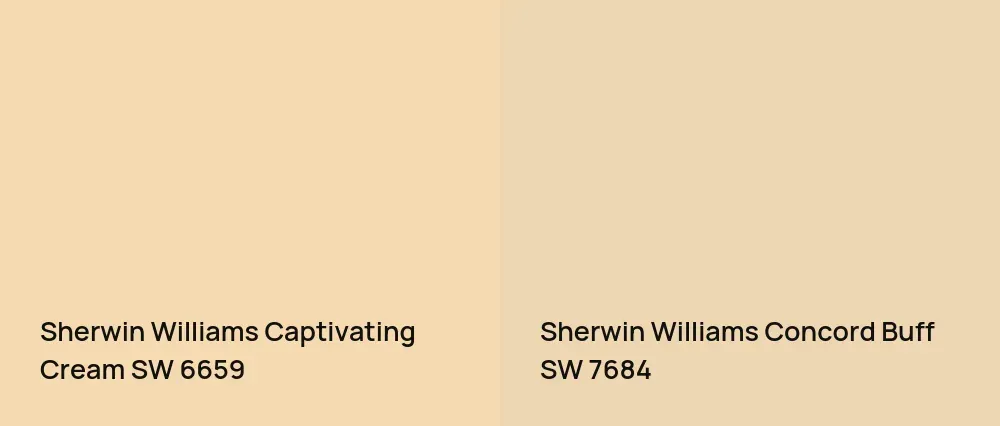Sherwin Williams Captivating Cream SW 6659 vs Sherwin Williams Concord Buff SW 7684