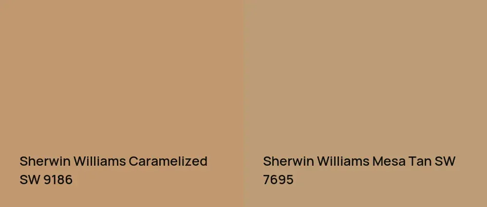 Sherwin Williams Caramelized SW 9186 vs Sherwin Williams Mesa Tan SW 7695