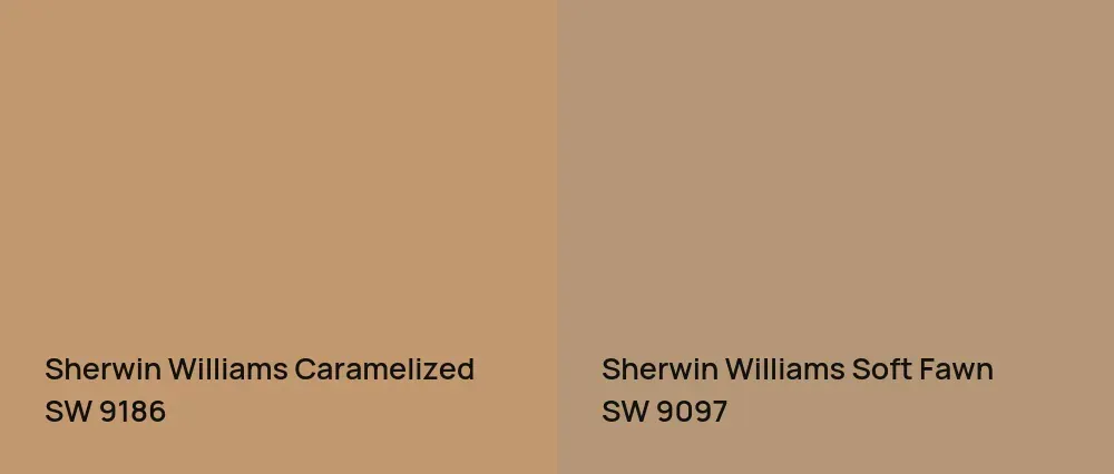 Sherwin Williams Caramelized SW 9186 vs Sherwin Williams Soft Fawn SW 9097