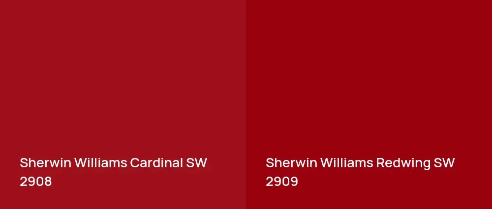Sherwin Williams Cardinal SW 2908 vs Sherwin Williams Redwing SW 2909