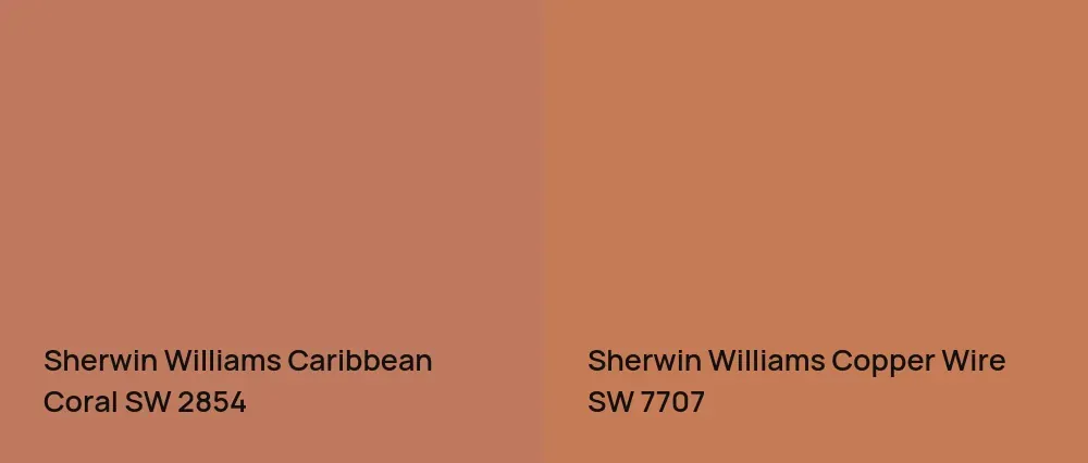 Sherwin Williams Caribbean Coral SW 2854 vs Sherwin Williams Copper Wire SW 7707