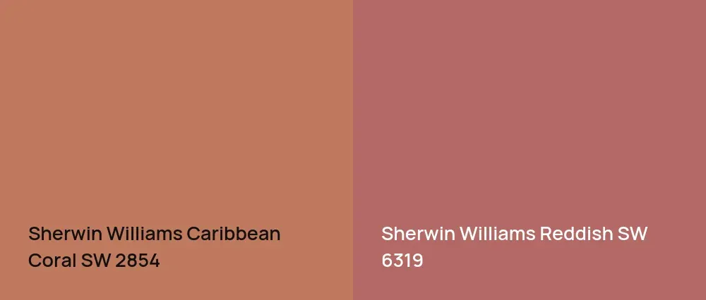 Sherwin Williams Caribbean Coral SW 2854 vs Sherwin Williams Reddish SW 6319