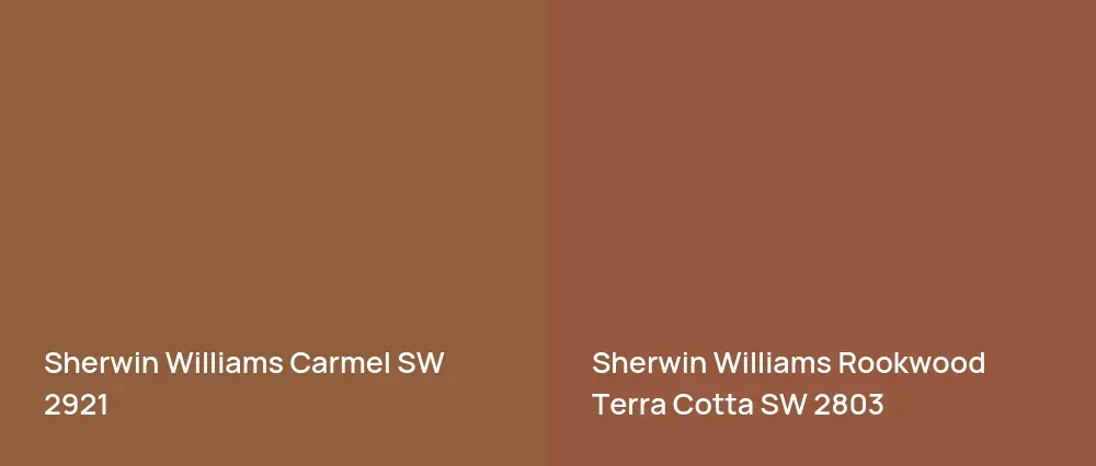 Sherwin Williams Carmel SW 2921 vs Sherwin Williams Rookwood Terra Cotta SW 2803