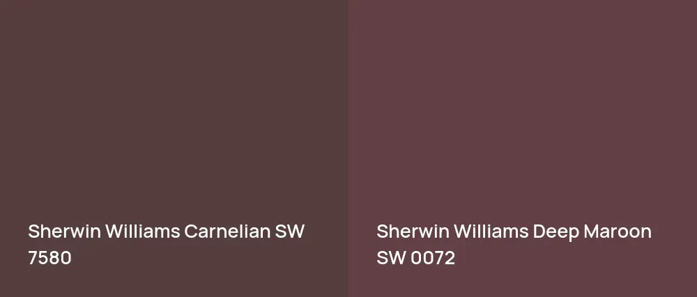 Sherwin Williams Carnelian SW 7580 vs Sherwin Williams Deep Maroon SW 0072