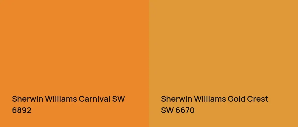 Sherwin Williams Carnival SW 6892 vs Sherwin Williams Gold Crest SW 6670