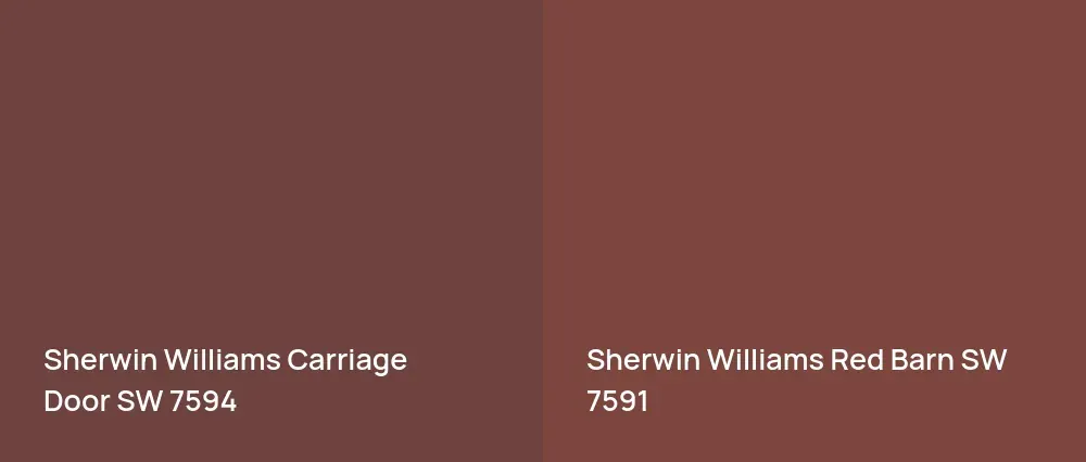 Sherwin Williams Carriage Door SW 7594 vs Sherwin Williams Red Barn SW 7591
