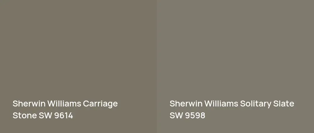 Sherwin Williams Carriage Stone SW 9614 vs Sherwin Williams Solitary Slate SW 9598