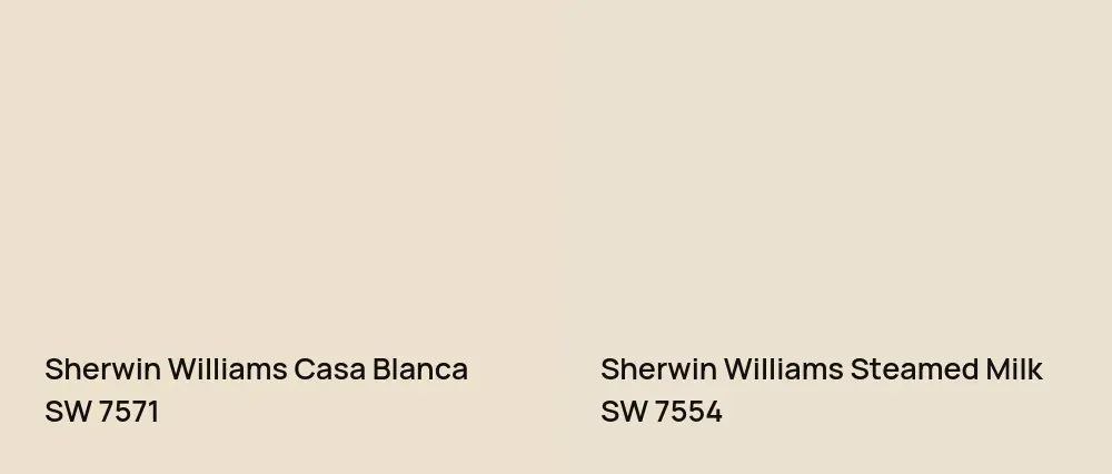 Sherwin Williams Casa Blanca SW 7571 vs Sherwin Williams Steamed Milk SW 7554