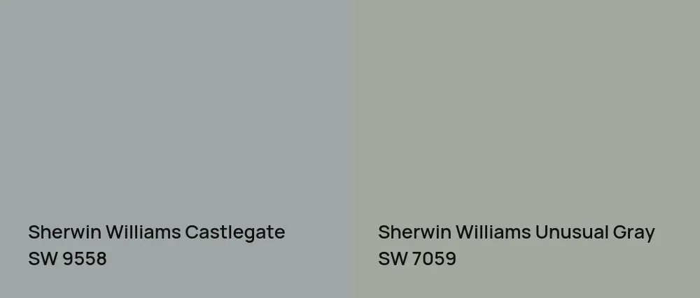 Sherwin Williams Castlegate SW 9558 vs Sherwin Williams Unusual Gray SW 7059