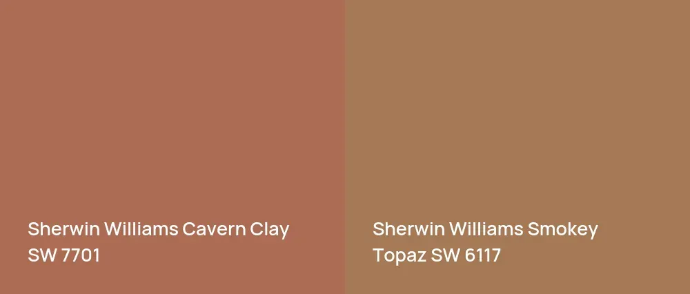 Sherwin Williams Cavern Clay SW 7701 vs Sherwin Williams Smokey Topaz SW 6117
