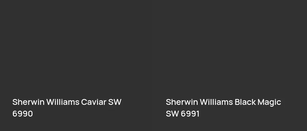 Sherwin Williams Caviar SW 6990 vs Sherwin Williams Black Magic SW 6991