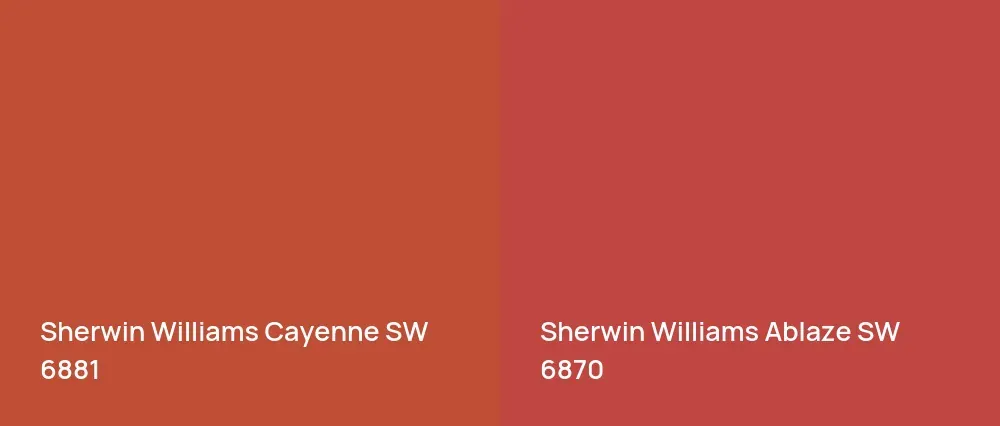 Sherwin Williams Cayenne SW 6881 vs Sherwin Williams Ablaze SW 6870