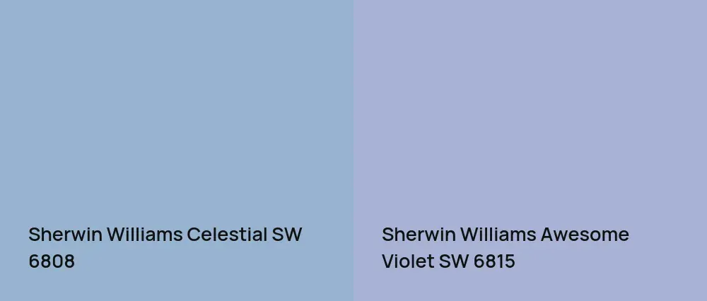 Sherwin Williams Celestial SW 6808 vs Sherwin Williams Awesome Violet SW 6815