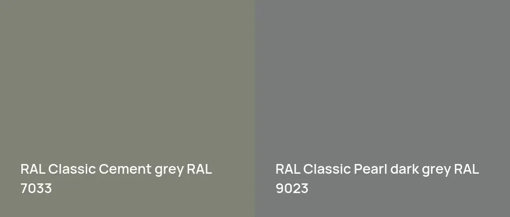 RAL Classic  Cement grey RAL 7033 vs RAL Classic Pearl dark grey RAL 9023