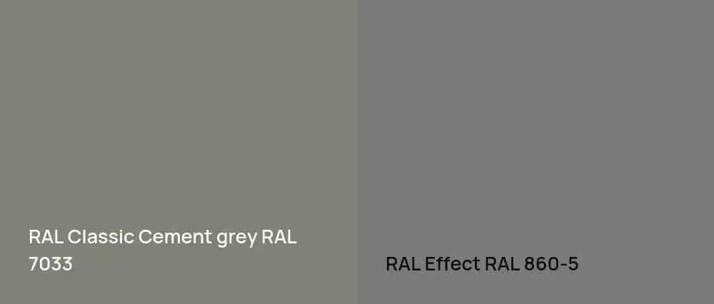 RAL Classic  Cement grey RAL 7033 vs RAL Effect  RAL 860-5