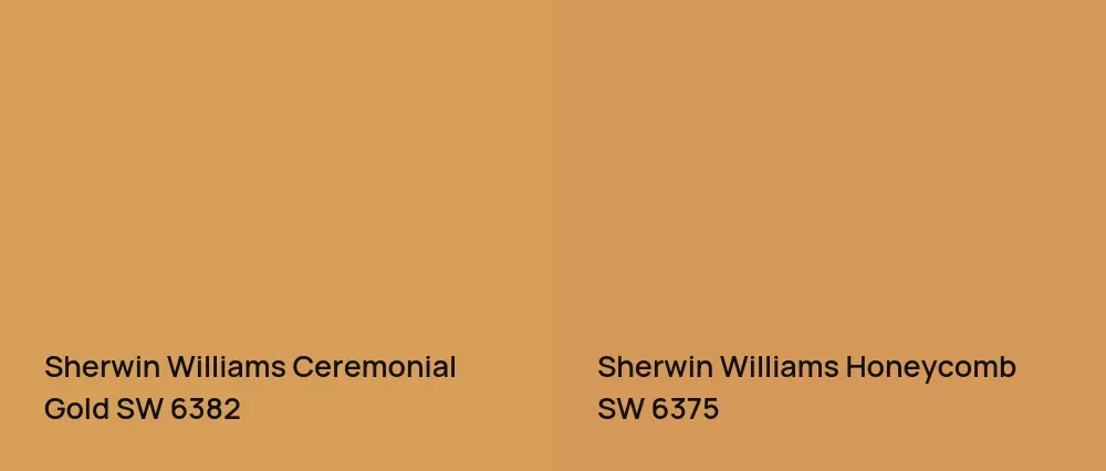 Sherwin Williams Ceremonial Gold SW 6382 vs Sherwin Williams Honeycomb SW 6375