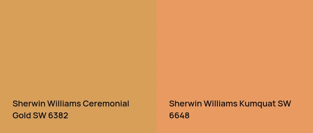 Sherwin Williams Ceremonial Gold SW 6382 vs Sherwin Williams Kumquat SW 6648