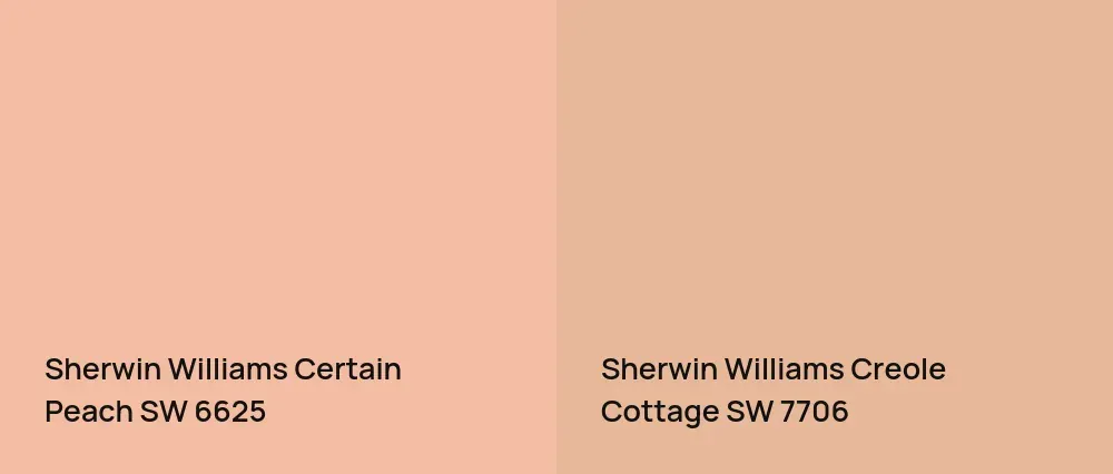 Sherwin Williams Certain Peach SW 6625 vs Sherwin Williams Creole Cottage SW 7706