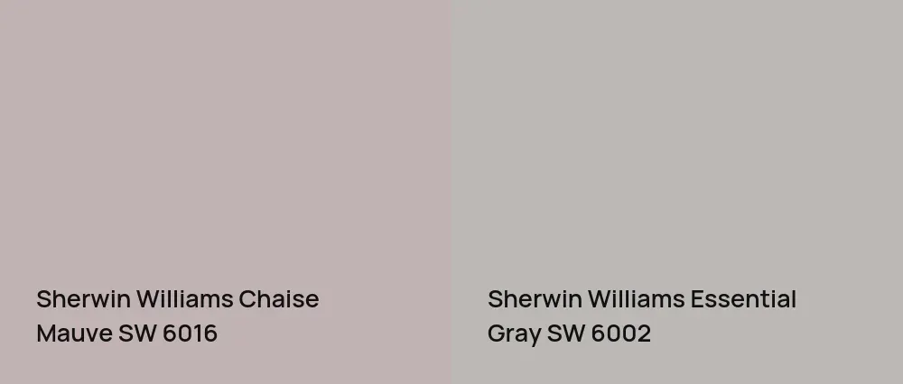 Sherwin Williams Chaise Mauve SW 6016 vs Sherwin Williams Essential Gray SW 6002
