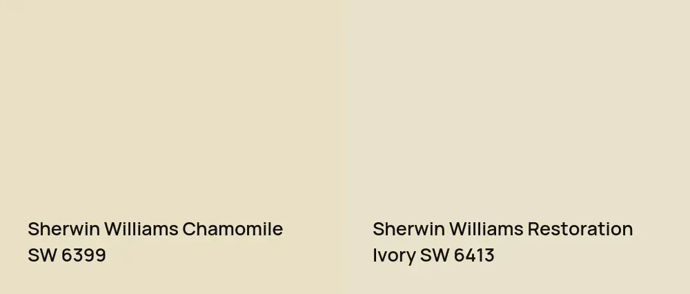 Sherwin Williams Chamomile SW 6399 vs Sherwin Williams Restoration Ivory SW 6413