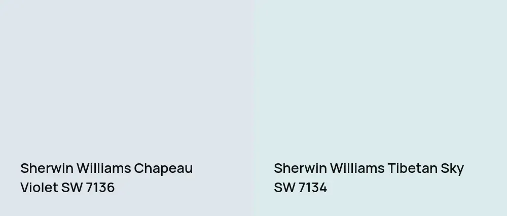 Sherwin Williams Chapeau Violet SW 7136 vs Sherwin Williams Tibetan Sky SW 7134