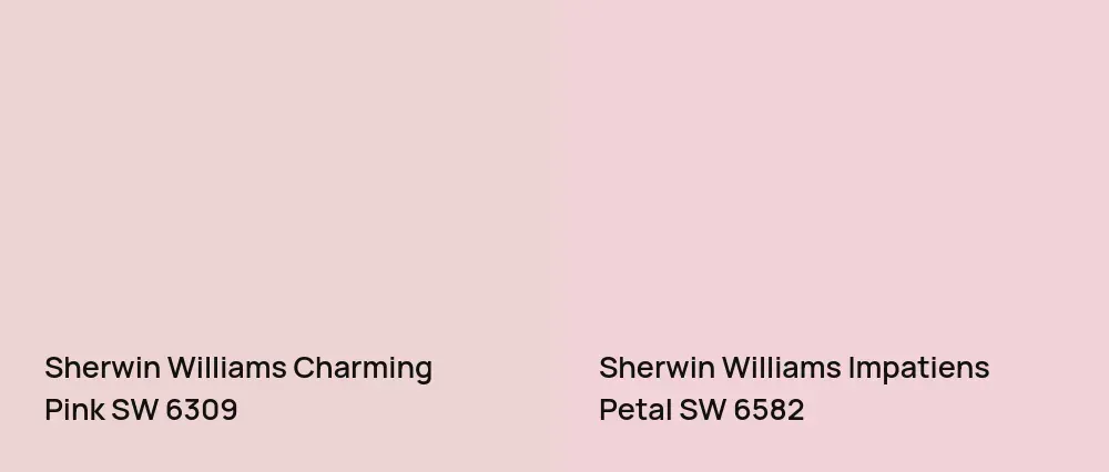 Sherwin Williams Charming Pink SW 6309 vs Sherwin Williams Impatiens Petal SW 6582
