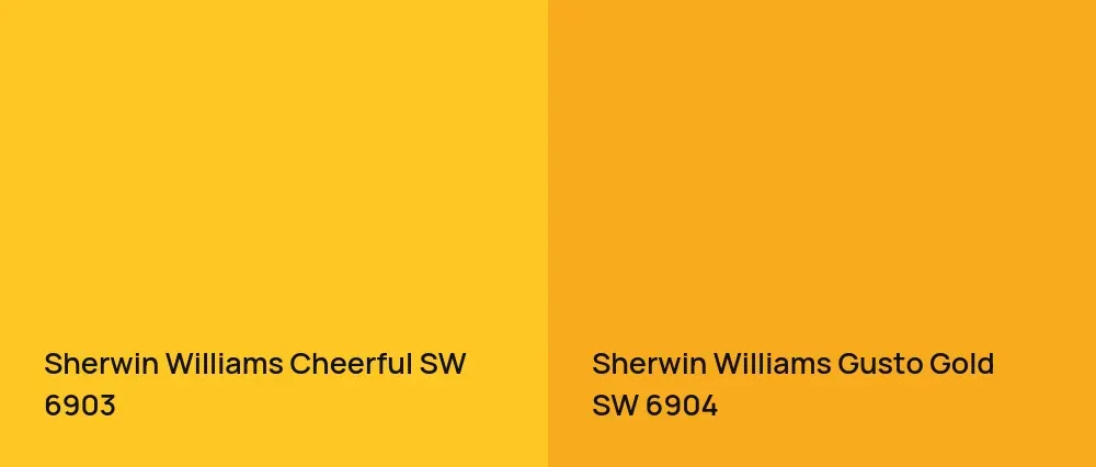Sherwin Williams Cheerful SW 6903 vs Sherwin Williams Gusto Gold SW 6904