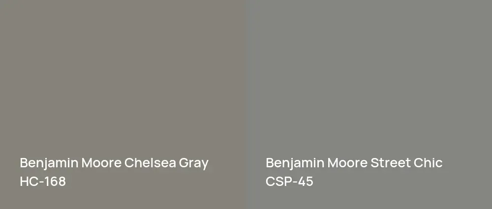Benjamin Moore Chelsea Gray HC-168 vs Benjamin Moore Street Chic CSP-45