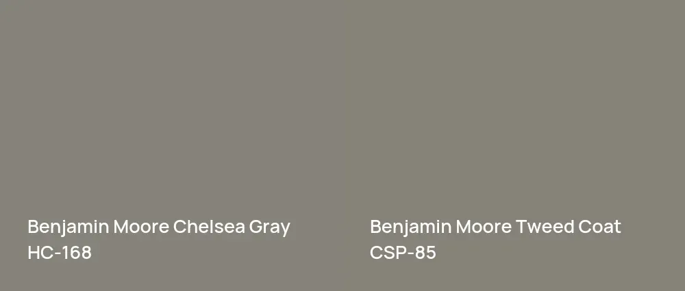 Benjamin Moore Chelsea Gray HC-168 vs Benjamin Moore Tweed Coat CSP-85