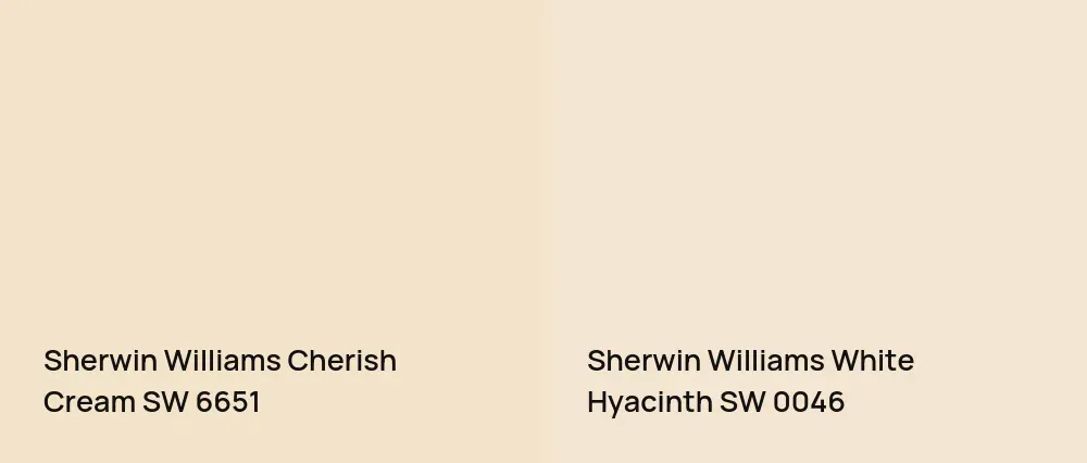 Sherwin Williams Cherish Cream SW 6651 vs Sherwin Williams White Hyacinth SW 0046