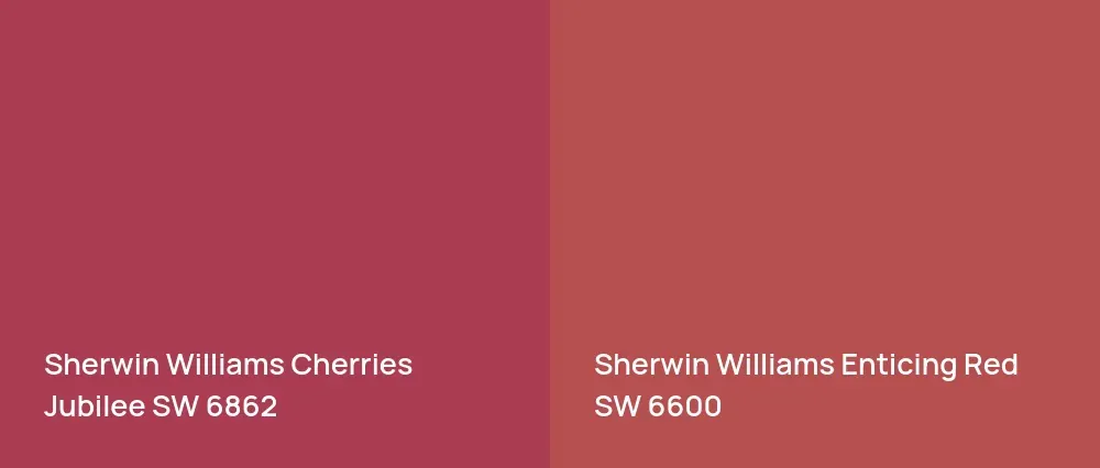 Sherwin Williams Cherries Jubilee SW 6862 vs Sherwin Williams Enticing Red SW 6600
