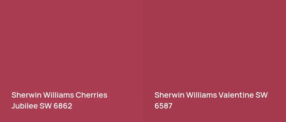 Sherwin Williams Cherries Jubilee SW 6862 vs Sherwin Williams Valentine SW 6587
