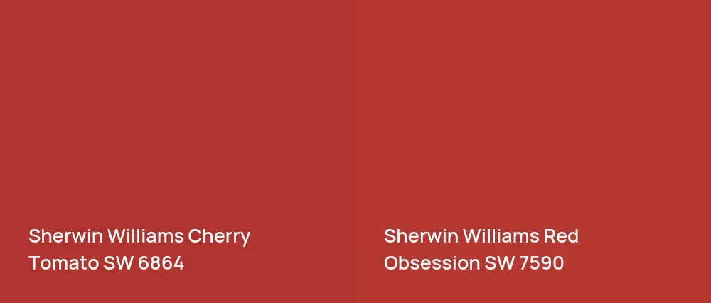 Sherwin Williams Cherry Tomato SW 6864 vs Sherwin Williams Red Obsession SW 7590