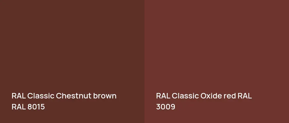 RAL Classic  Chestnut brown RAL 8015 vs RAL Classic  Oxide red RAL 3009