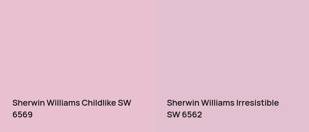 Sherwin Williams Childlike SW 6569 vs Sherwin Williams Irresistible SW 6562