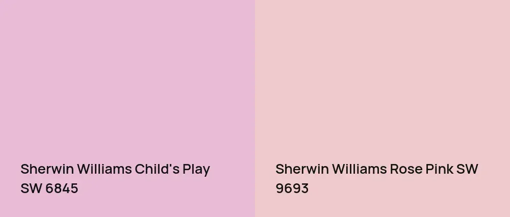 Sherwin Williams Child's Play SW 6845 vs Sherwin Williams Rose Pink SW 9693