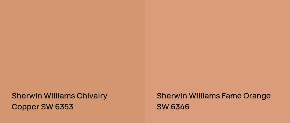 Sherwin Williams Chivalry Copper SW 6353 vs Sherwin Williams Fame Orange SW 6346