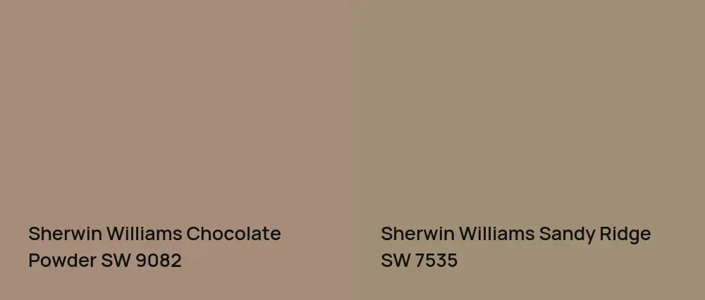 Sherwin Williams Chocolate Powder SW 9082 vs Sherwin Williams Sandy Ridge SW 7535