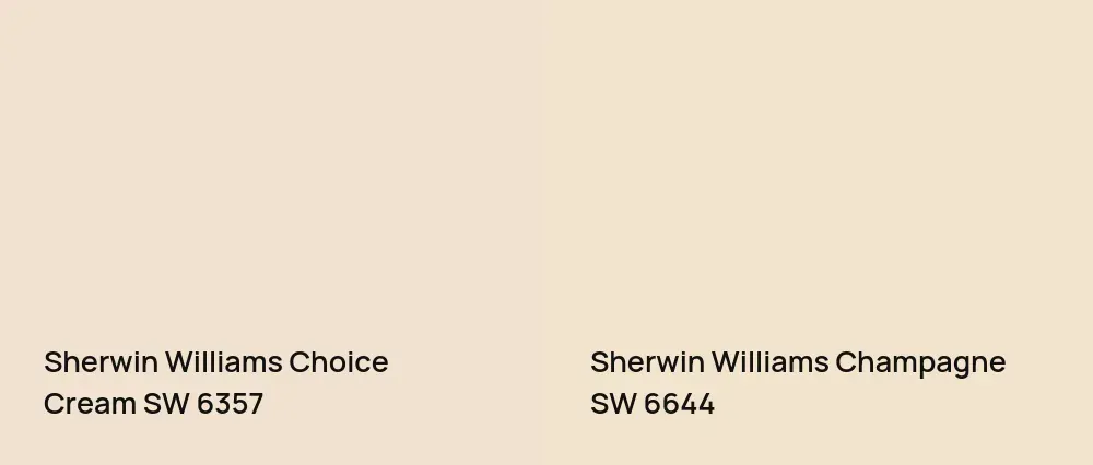 Sherwin Williams Choice Cream SW 6357 vs Sherwin Williams Champagne SW 6644