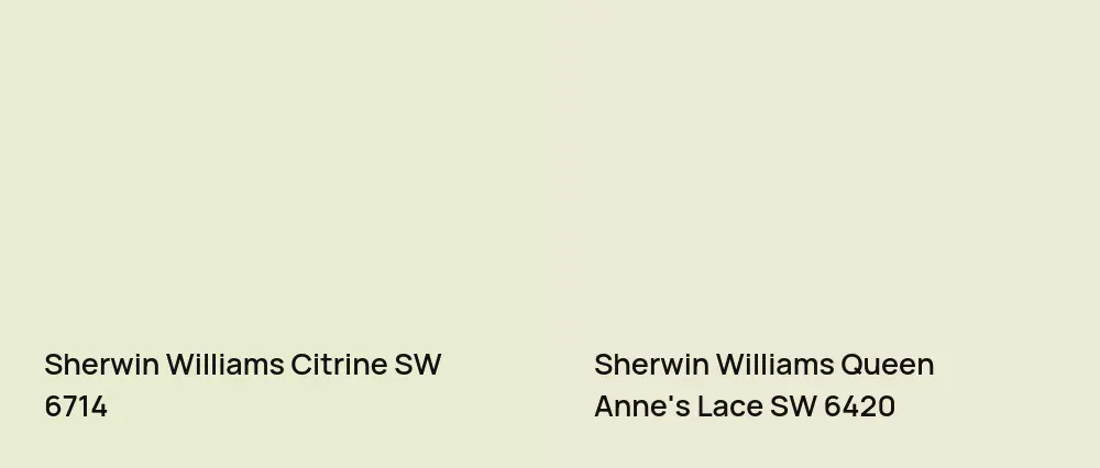 Sherwin Williams Citrine SW 6714 vs Sherwin Williams Queen Anne's Lace SW 6420