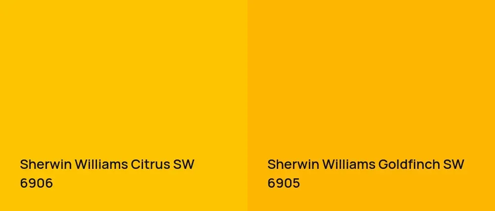 Sherwin Williams Citrus SW 6906 vs Sherwin Williams Goldfinch SW 6905