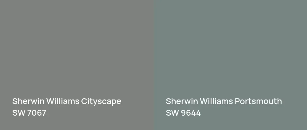 Sherwin Williams Cityscape SW 7067 vs Sherwin Williams Portsmouth SW 9644