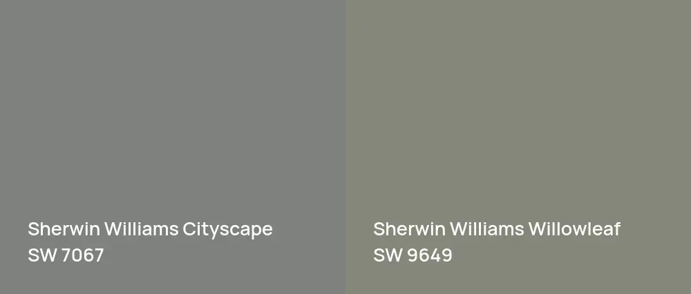 Sherwin Williams Cityscape SW 7067 vs Sherwin Williams Willowleaf SW 9649