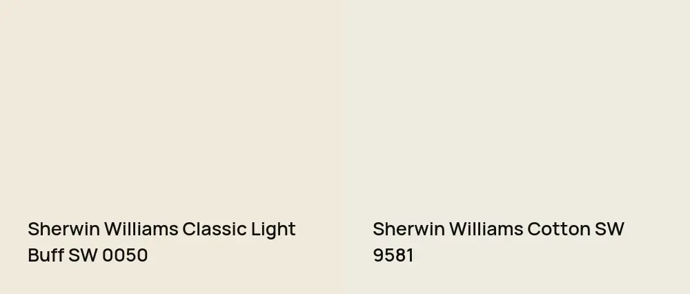 Sherwin Williams Classic Light Buff SW 0050 vs Sherwin Williams Cotton SW 9581