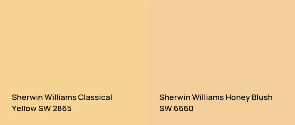 Sherwin Williams Classical Yellow SW 2865 vs Sherwin Williams Honey Blush SW 6660